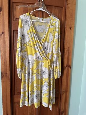 Yellow Floral Midi Dress